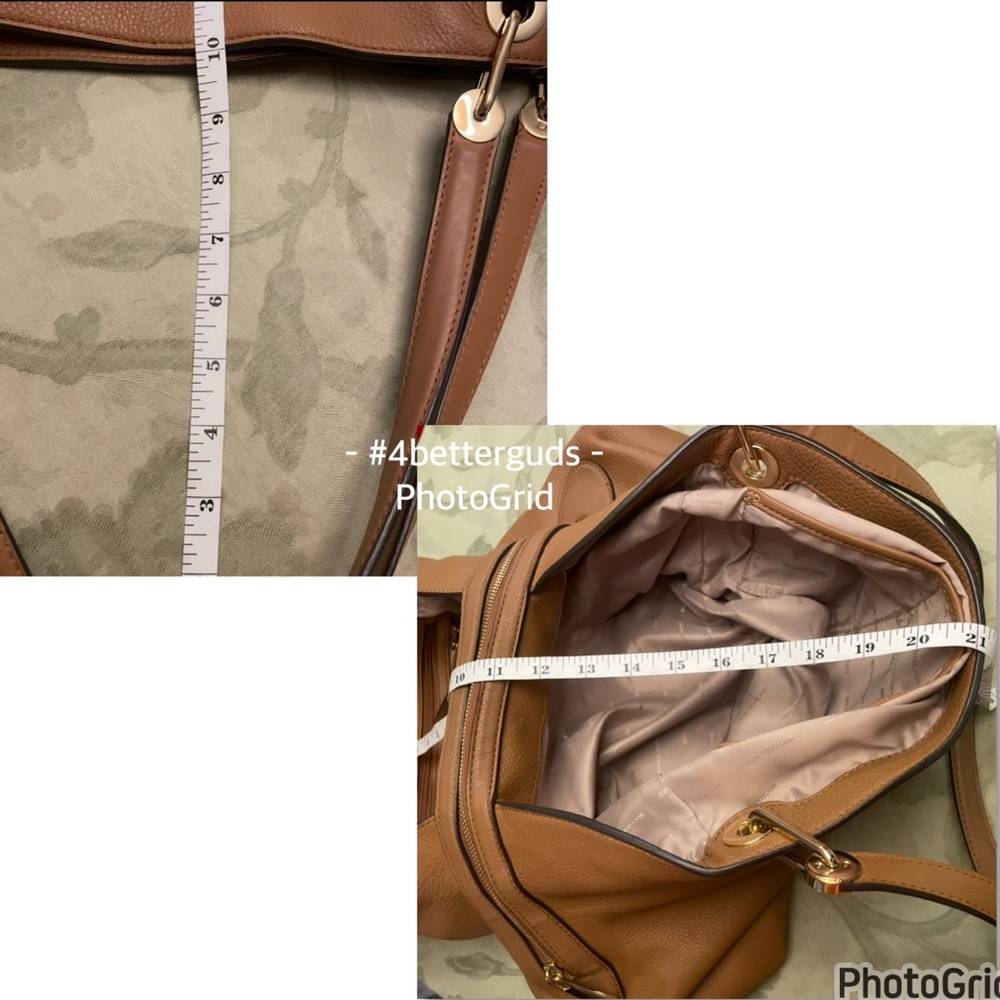 Michael Kors Large Pebbled Leather Satchel Luggage Brown Shoulder Hobo Handbag - Picture 13 of 16